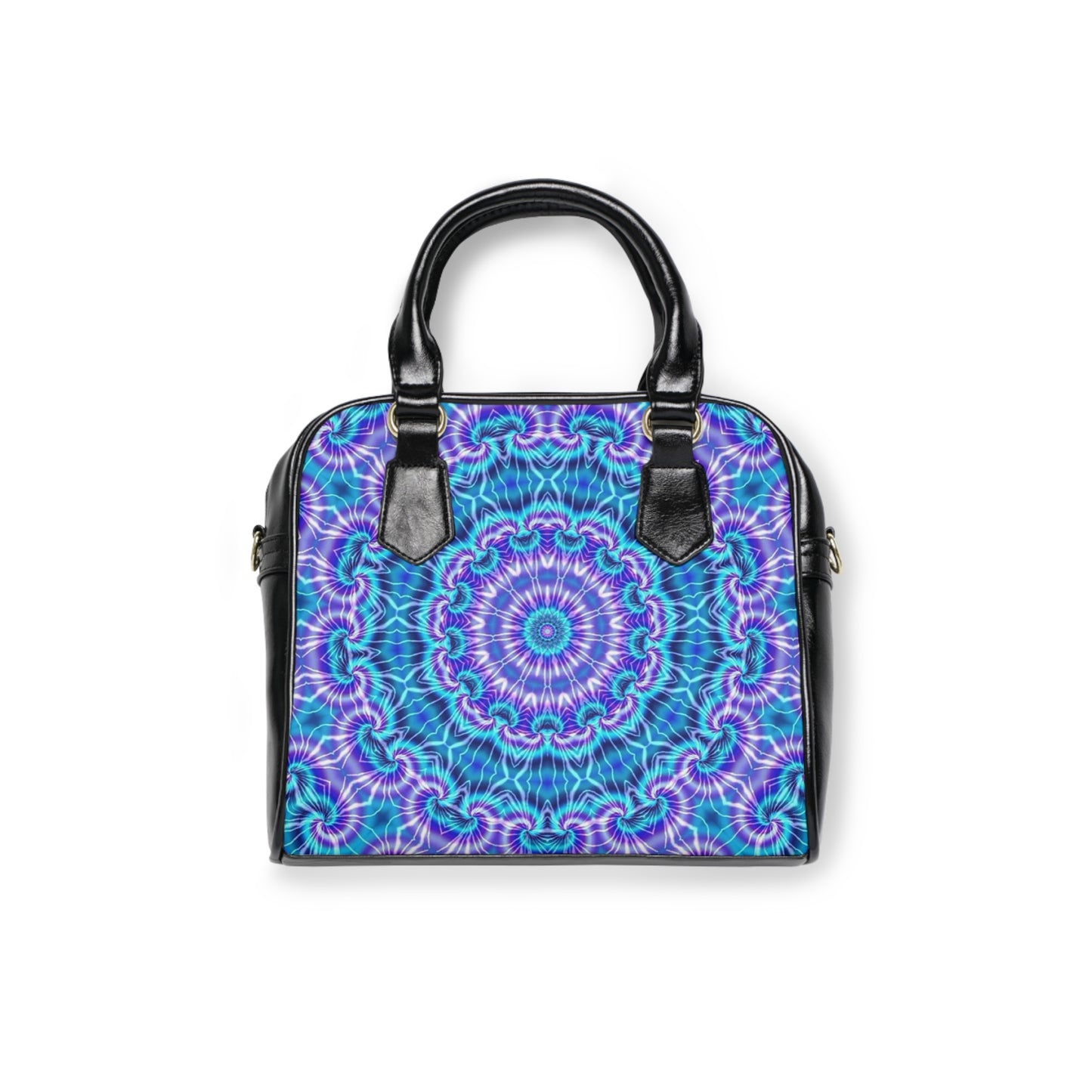 Blue and Purple Tie Dye Kaleidoscope Shoulder Handbag