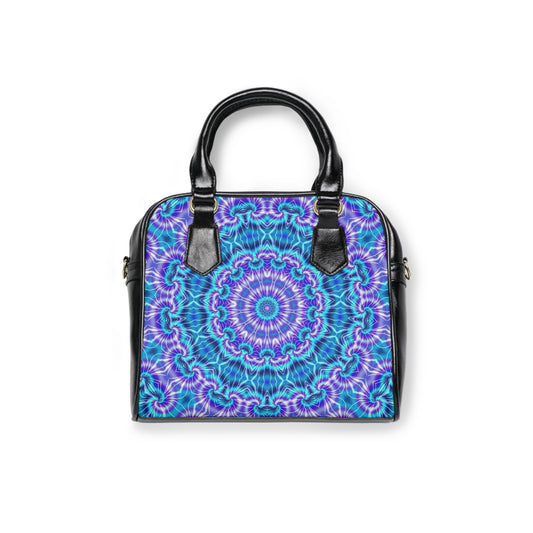 Blue and Purple Tie Dye Kaleidoscope Shoulder Handbag