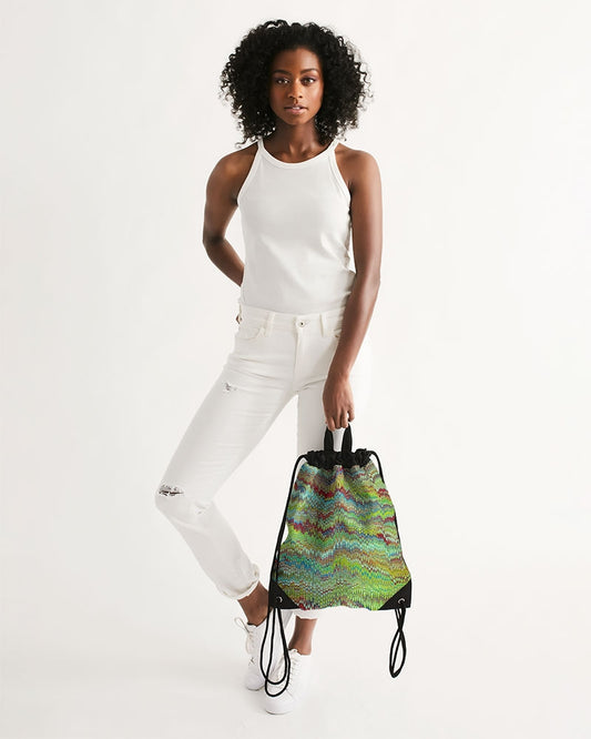 Cool Green Marbled Canvas Drawstring Bag