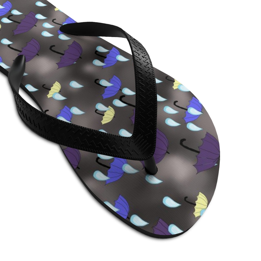 Rain and Umbrellas Pattern Unisex Flip-Flops