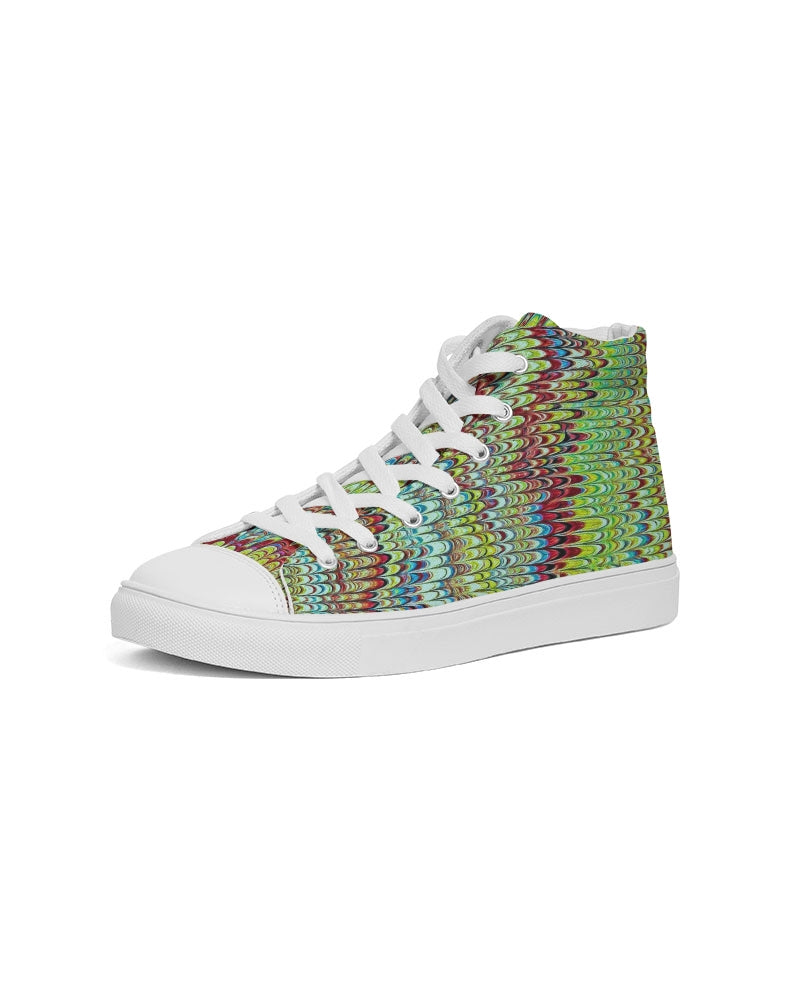 Cool Green Marbled Women's Hightop Canvas Shoe