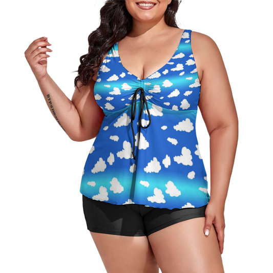 Clouds Pattern Custom Women's Plus Size Two Piece Swimsuit Stylish Swimwear