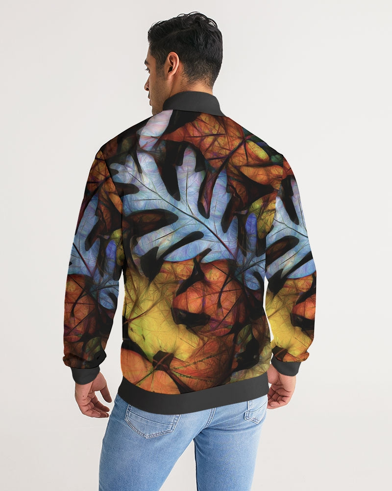 Mid October Leaves Men's Stripe-Sleeve Track Jacket