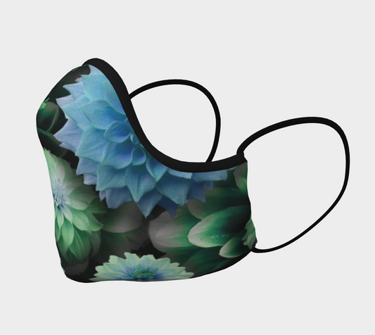 Blue Green Dahlias Face Mask