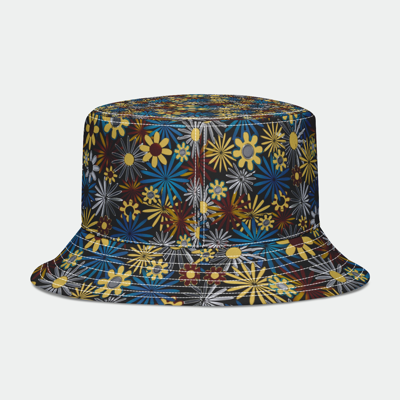 Dark Gray Daisies Bucket Hat