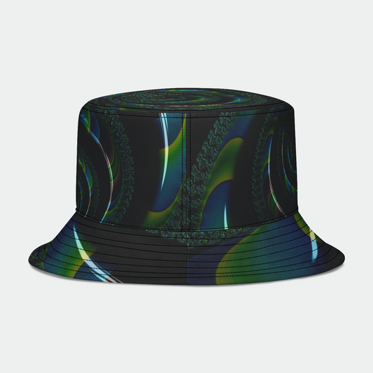 Shiny Blue Green Fractal Bucket Hat