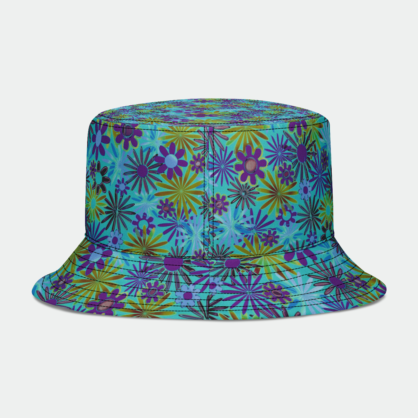 Purple and Green Daisies Bucket Hat