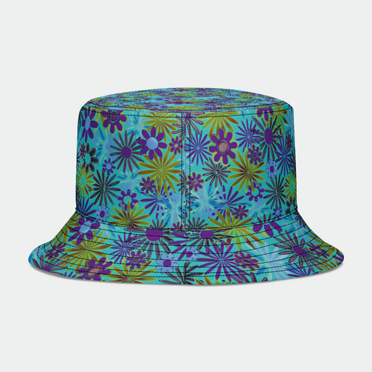 Purple and Green Daisies Bucket Hat