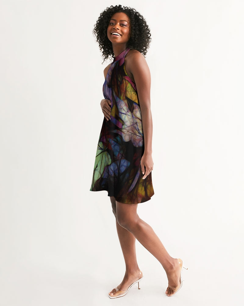 Fall Leaves Abstract Women's Halter Dress