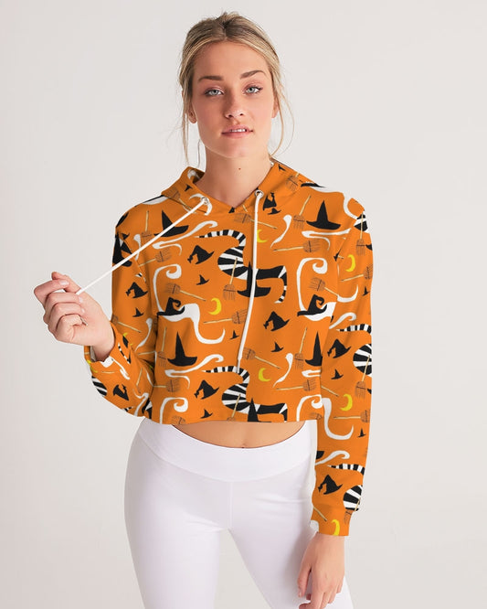 Witch Hats and Brooms Women's Cropped Hoodie