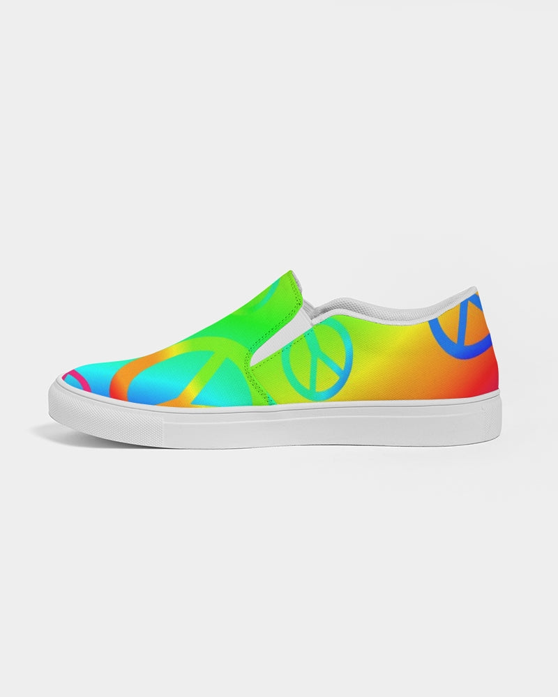 Rainbow Peace Signs Women's Slip-On Canvas Shoe