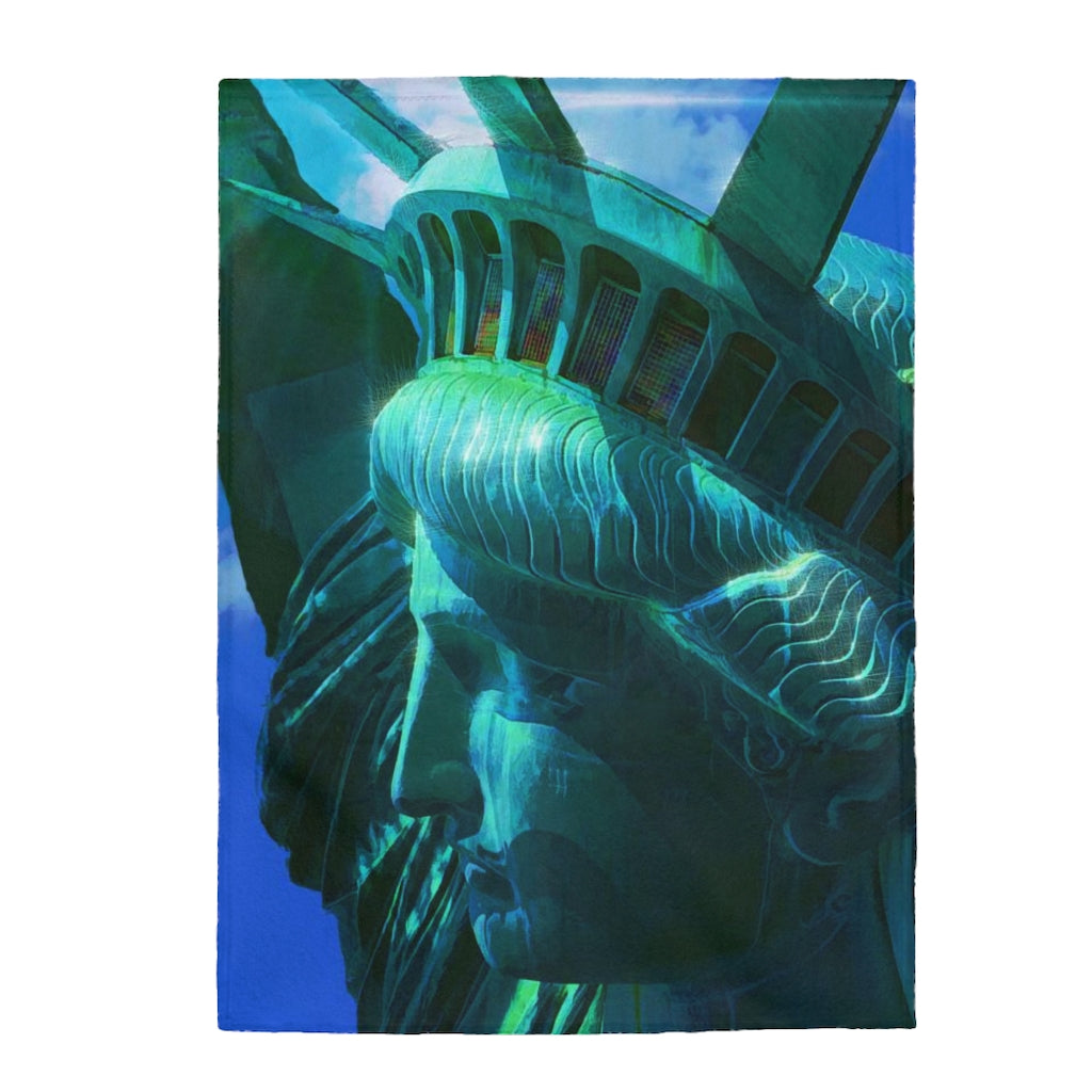 Statue Of liberty Head In The Sun Velveteen Plush Blanket