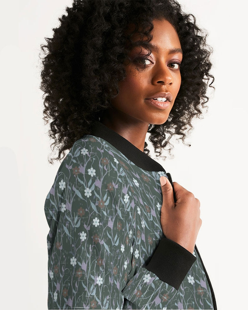 Violets On Gray Women's Bomber Jacket