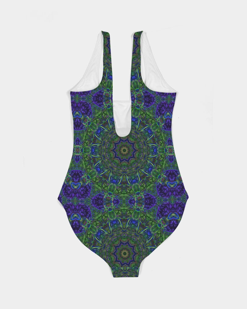 blue Green Ribbon Kaleidoscope Women's One-Piece Swimsuit