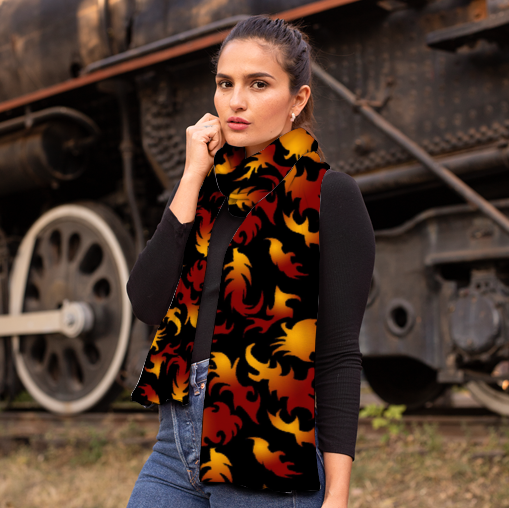 Abstract Flames Custom Crystal Velvet 63" x 10" Scarf Warm Breathable Velvet Scarf