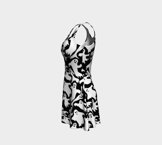 Ghosts Pattern Flare Dress