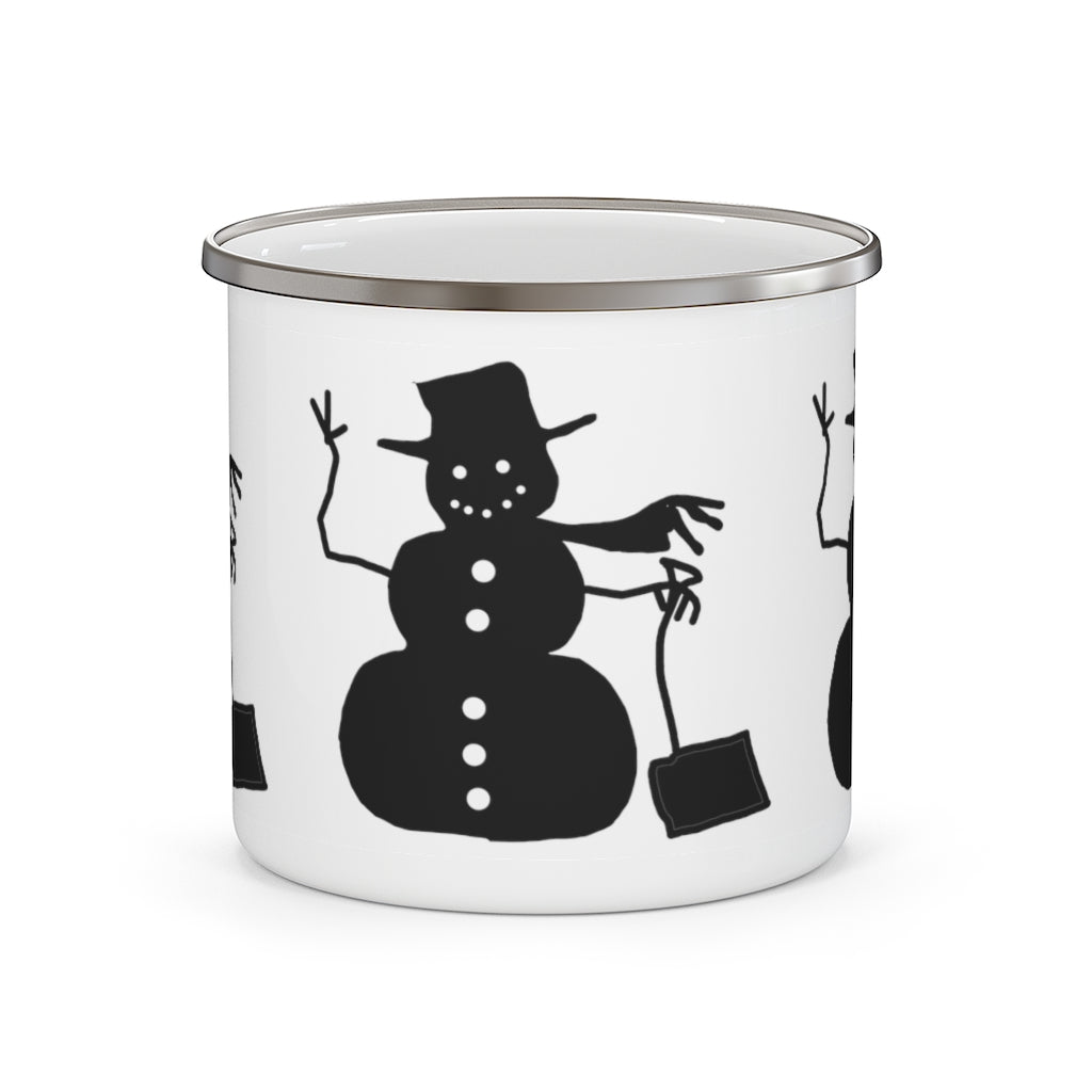 Waving Snowman Enamel Camping Mug