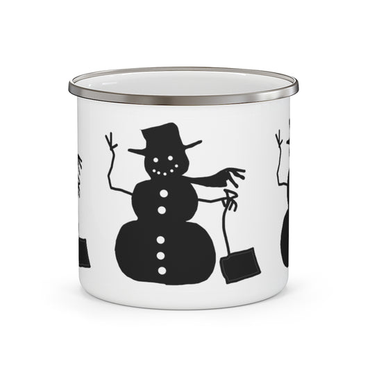 Waving Snowman Enamel Camping Mug