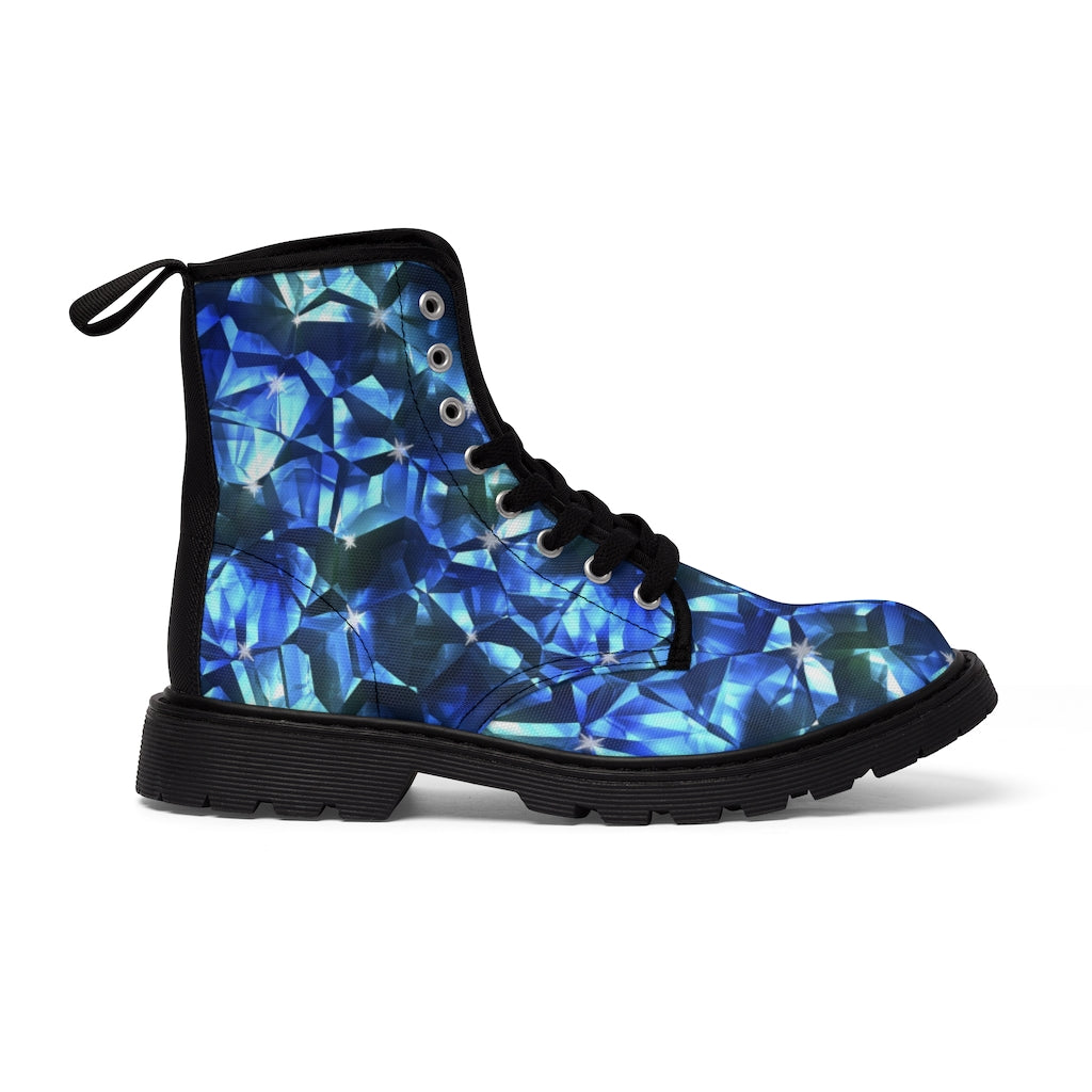 Blue Crystal Women's Canvas Boots