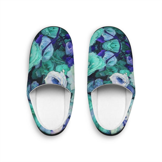 Aqua Flower Kaleidoscope Indoor Slippers