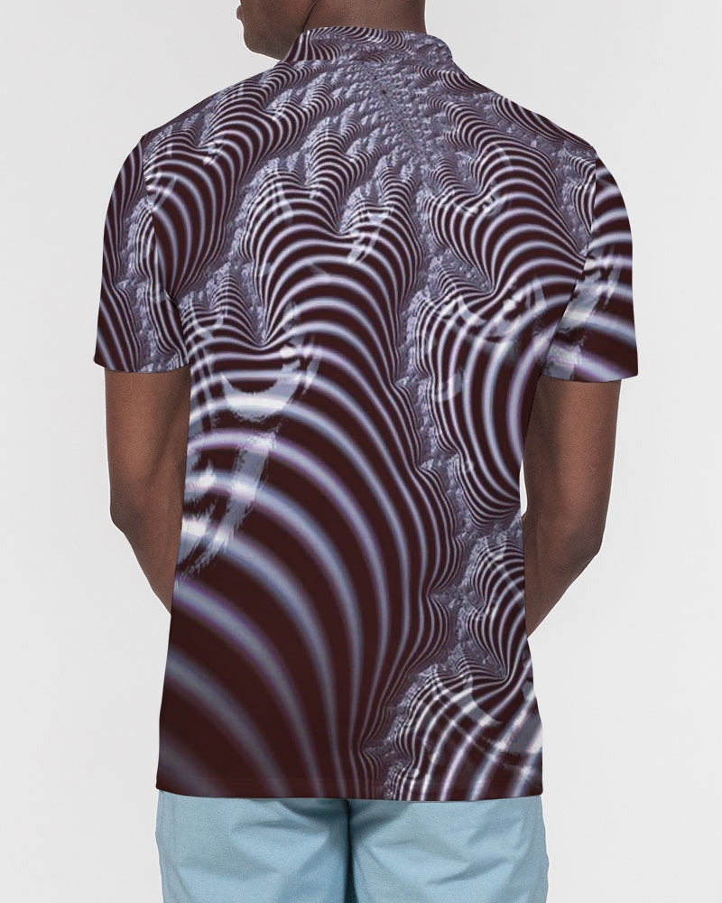 Black and White Spiral Fractal Men's Slim Fit Short Sleeve Polo