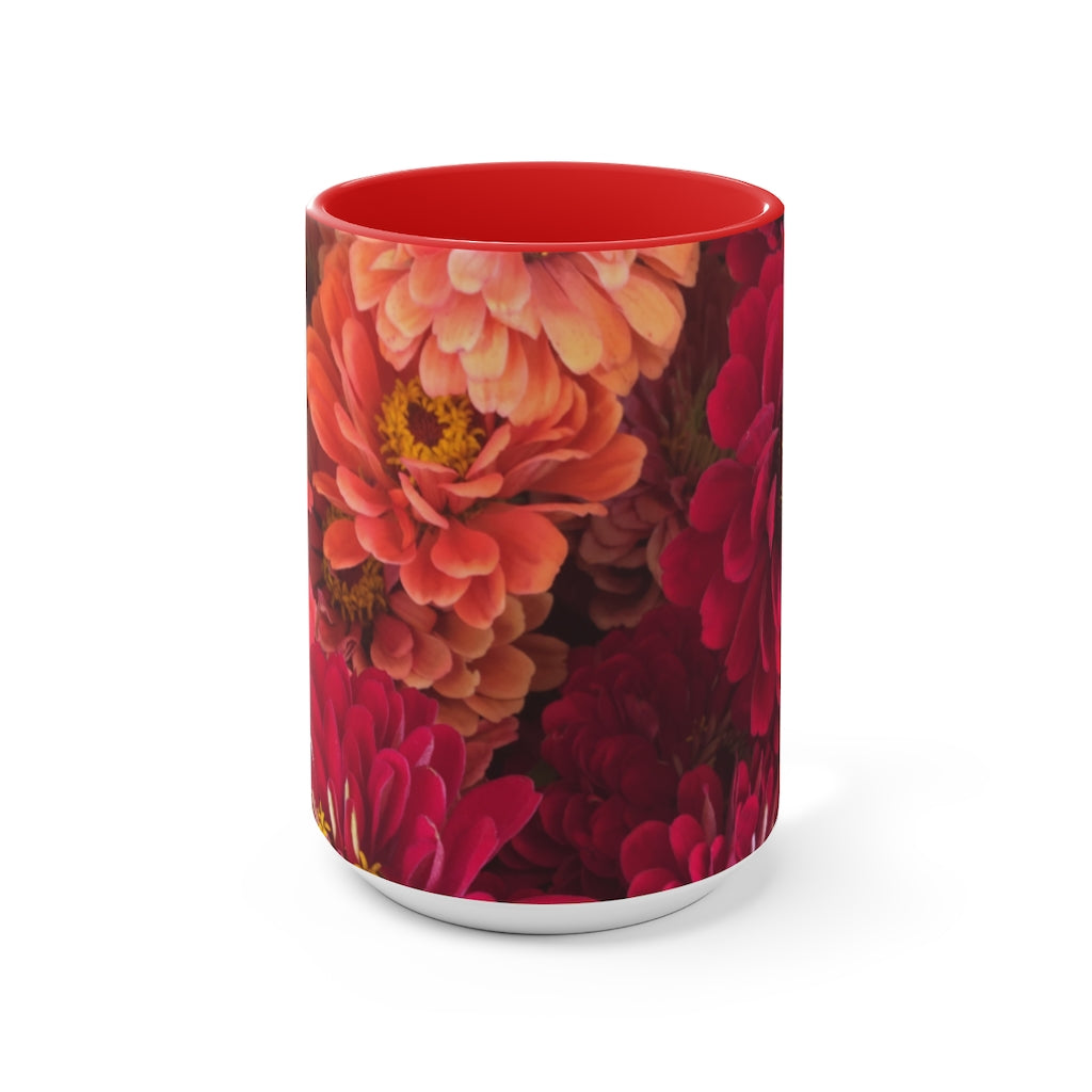 Peach and Pink Zinnias Accent Mug