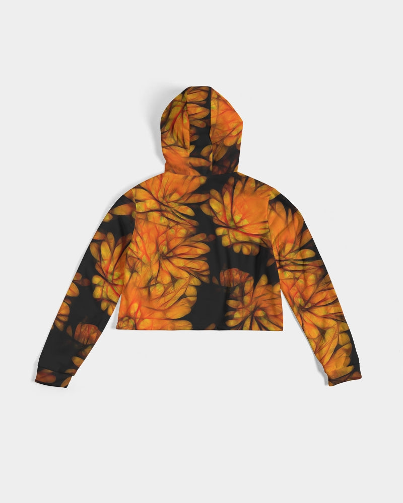 Yellow Fall Mums Women's Cropped Hoodie
