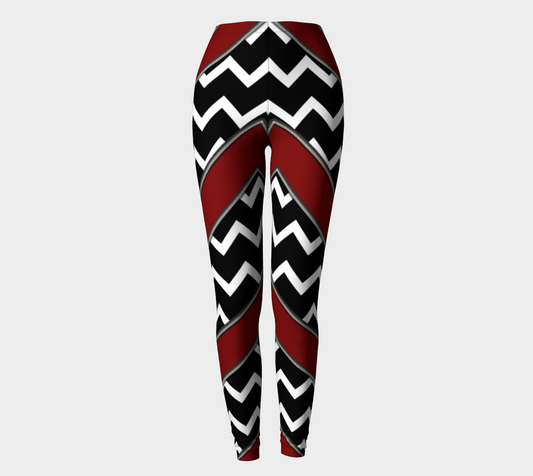 Black White Red Chevrons Leggings