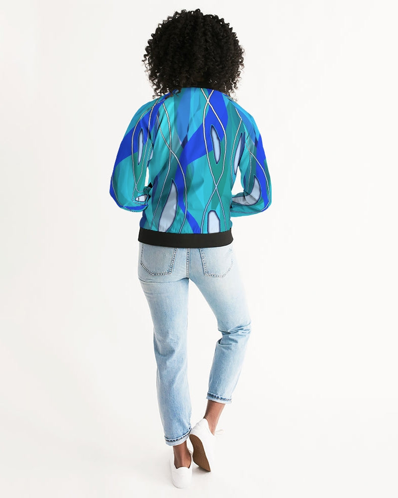 Wavy Blue Women's Bomber Jacket