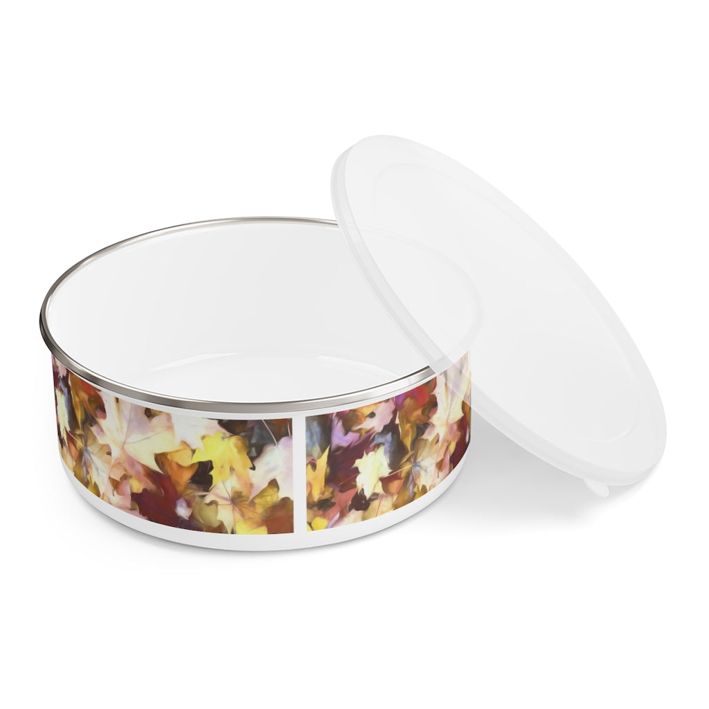 Fall Leaves Bright Enamel Bowl