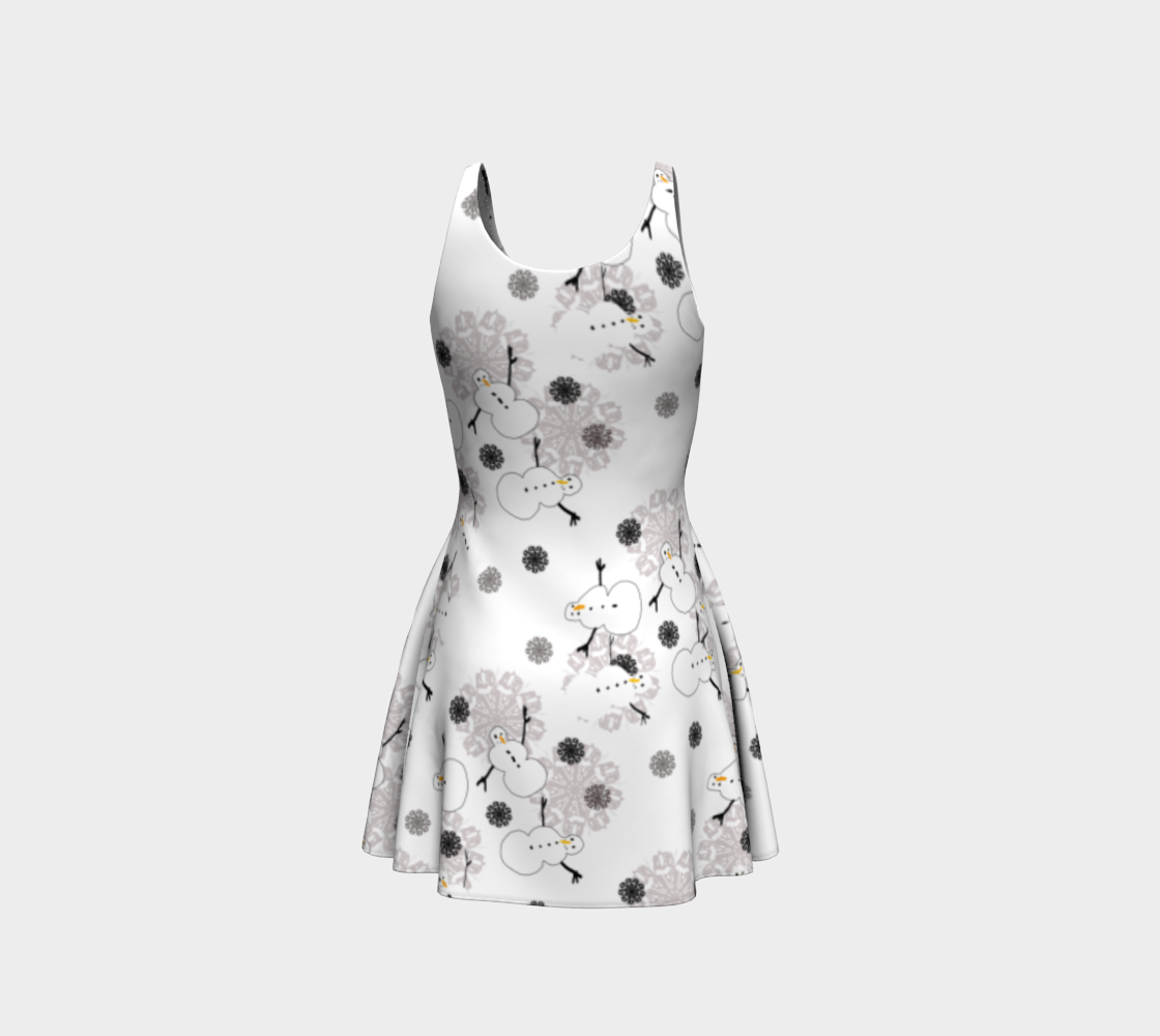 Snowman Pattern Flare Dress