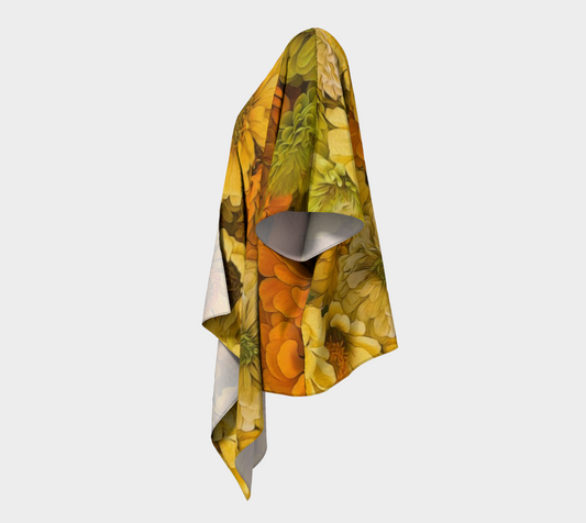 Yellow Zinnias Draped Kimono