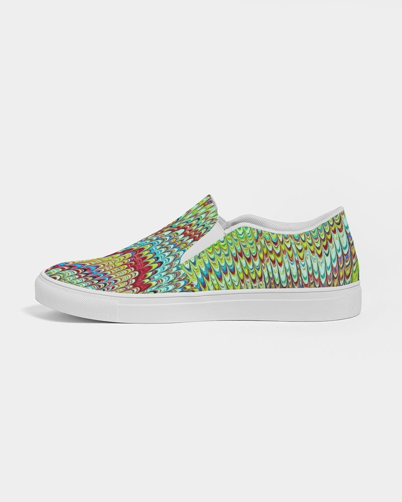Cool Green Marbled Women's Slip-On Canvas Shoe