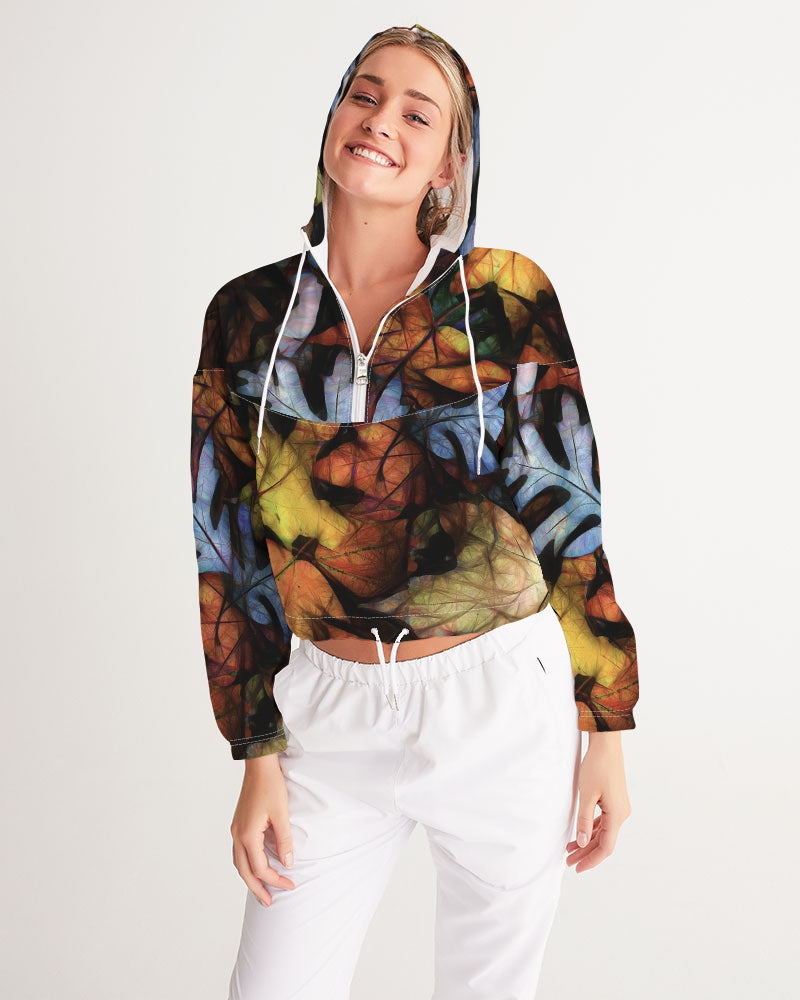 Mid October Leaves Women's Cropped Windbreaker