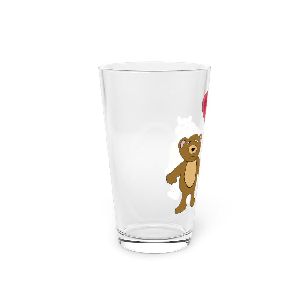 Teddy Bear Valentine Pint Glass, 16oz