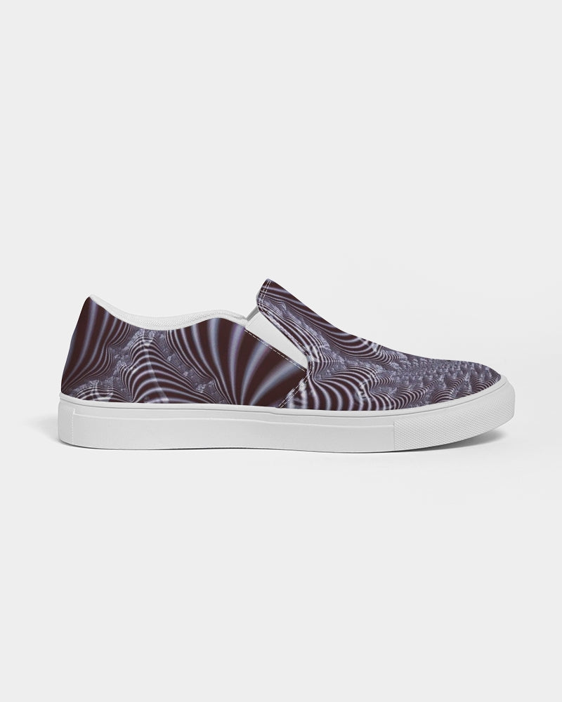 Black and White Spiral Fractal Women's Slip-On Canvas Shoe