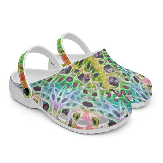 Orange Green Kaleidoscope 413. All Over Printed Clogs