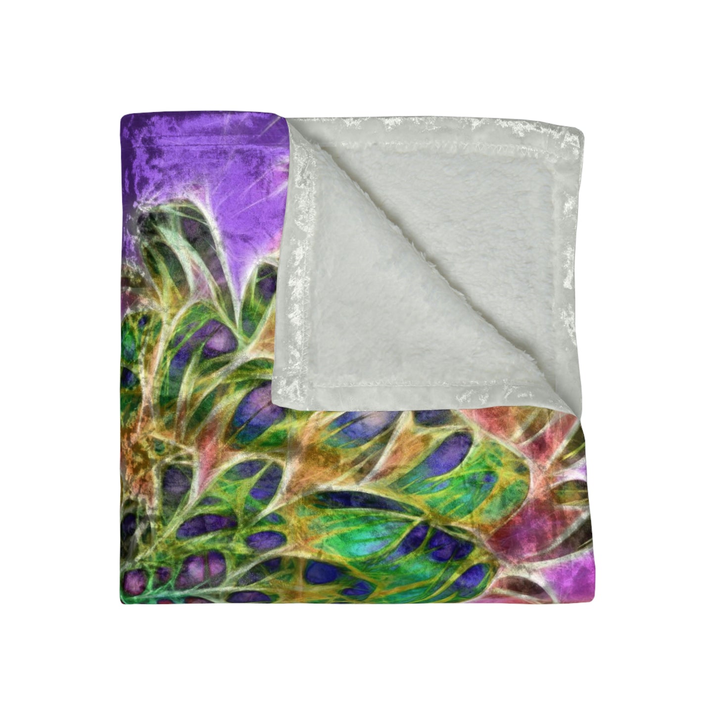 Peacock Chrysanthemum Crushed Velvet Blanket