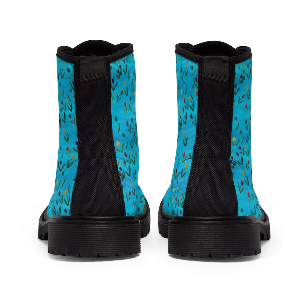 Tulips Pattern Women's Canvas Boots