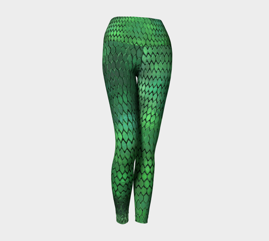 Green Dragon Scales Yoga Leggings