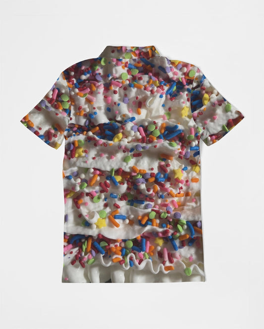 Rainbow Sprinkles On Whipped Cream Men's Slim Fit Short Sleeve Polo