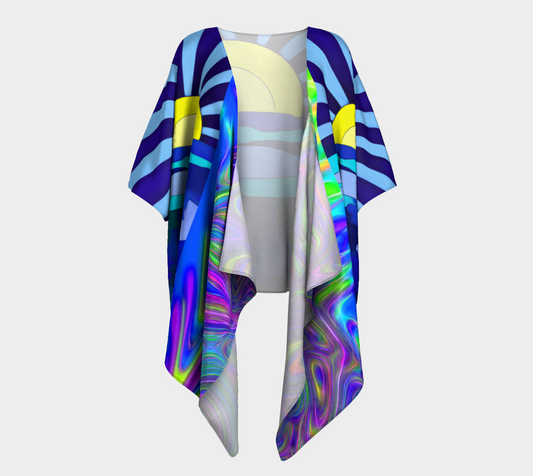 Sunset On The Lake Draped Kimono