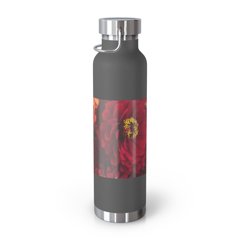 Peach and Pink Zinnias 22oz Vacuum Insulated Bottle