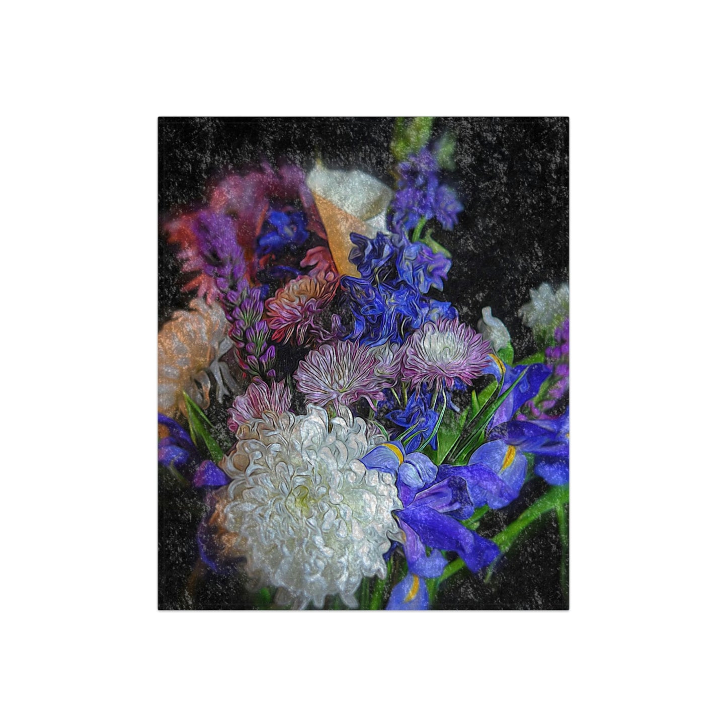 Blue White Purple Bouquet Crushed Velvet Blanket