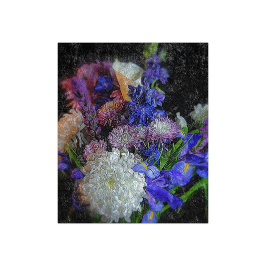 Blue White Purple Bouquet Crushed Velvet Blanket