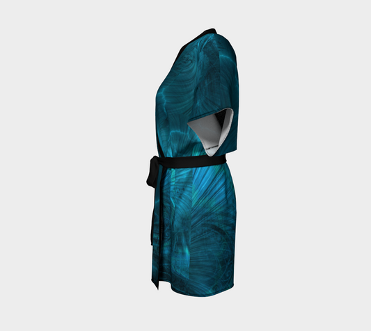 Blue Metallic Fractal Kimono Robe