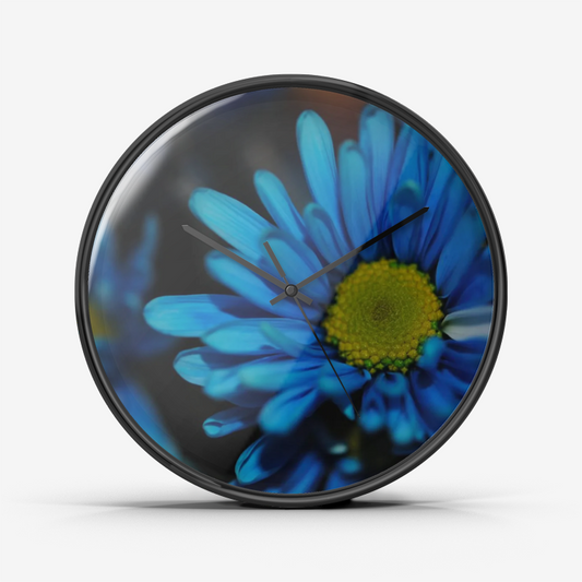 Blue Daisy Wall Clock Silent Non Ticking Quality Quartz