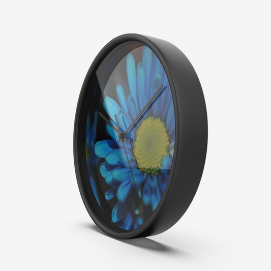 Blue Daisy Wall Clock Silent Non Ticking Quality Quartz