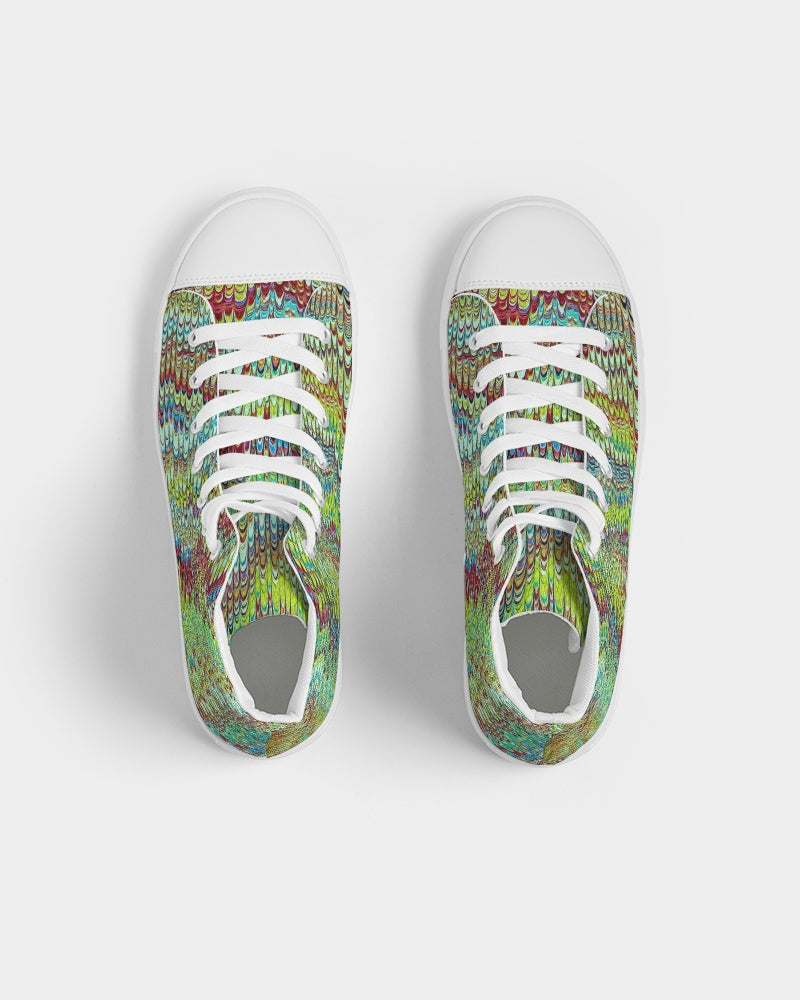 Cool Green Marbled Women's Hightop Canvas Shoe