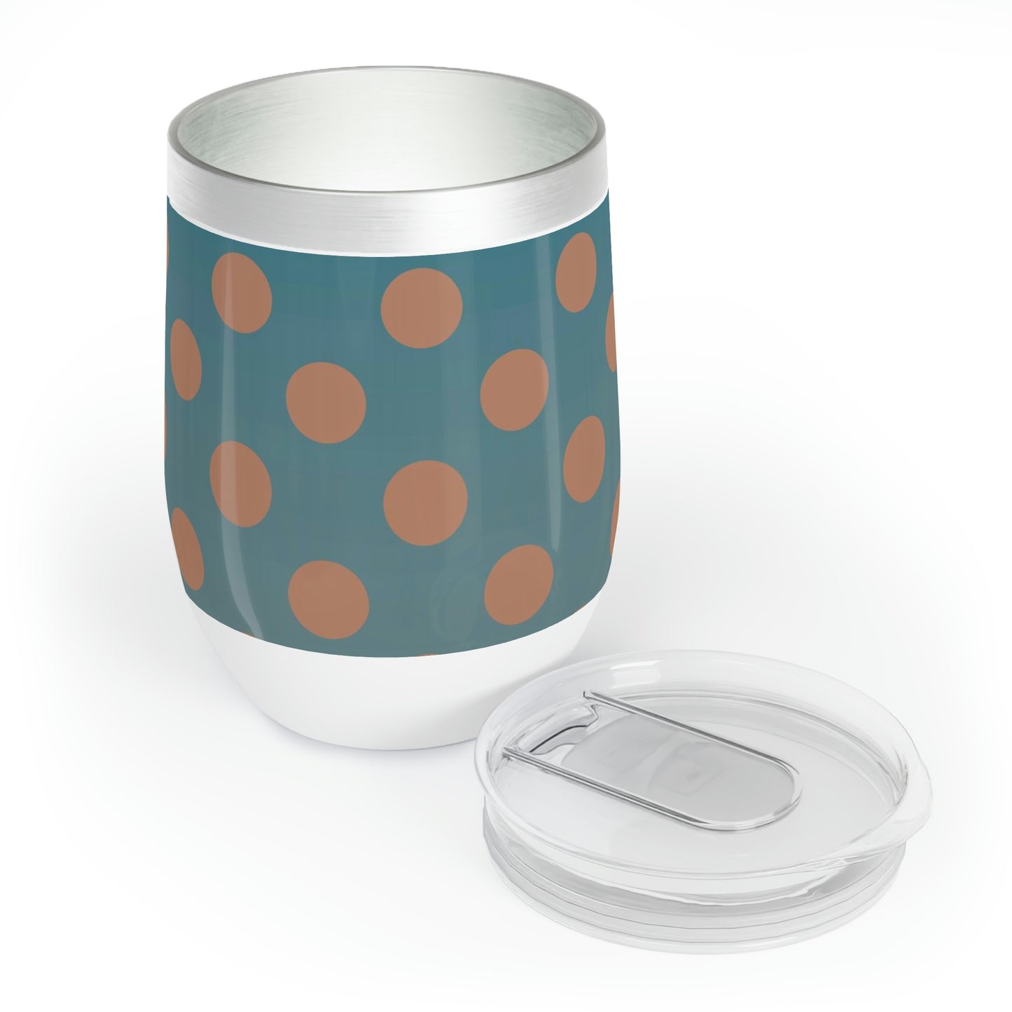 Denim and Brown Polkadots Chill Wine Tumbler